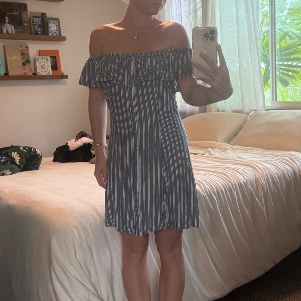 American Eagle Outfitters Blue Strapless Dress